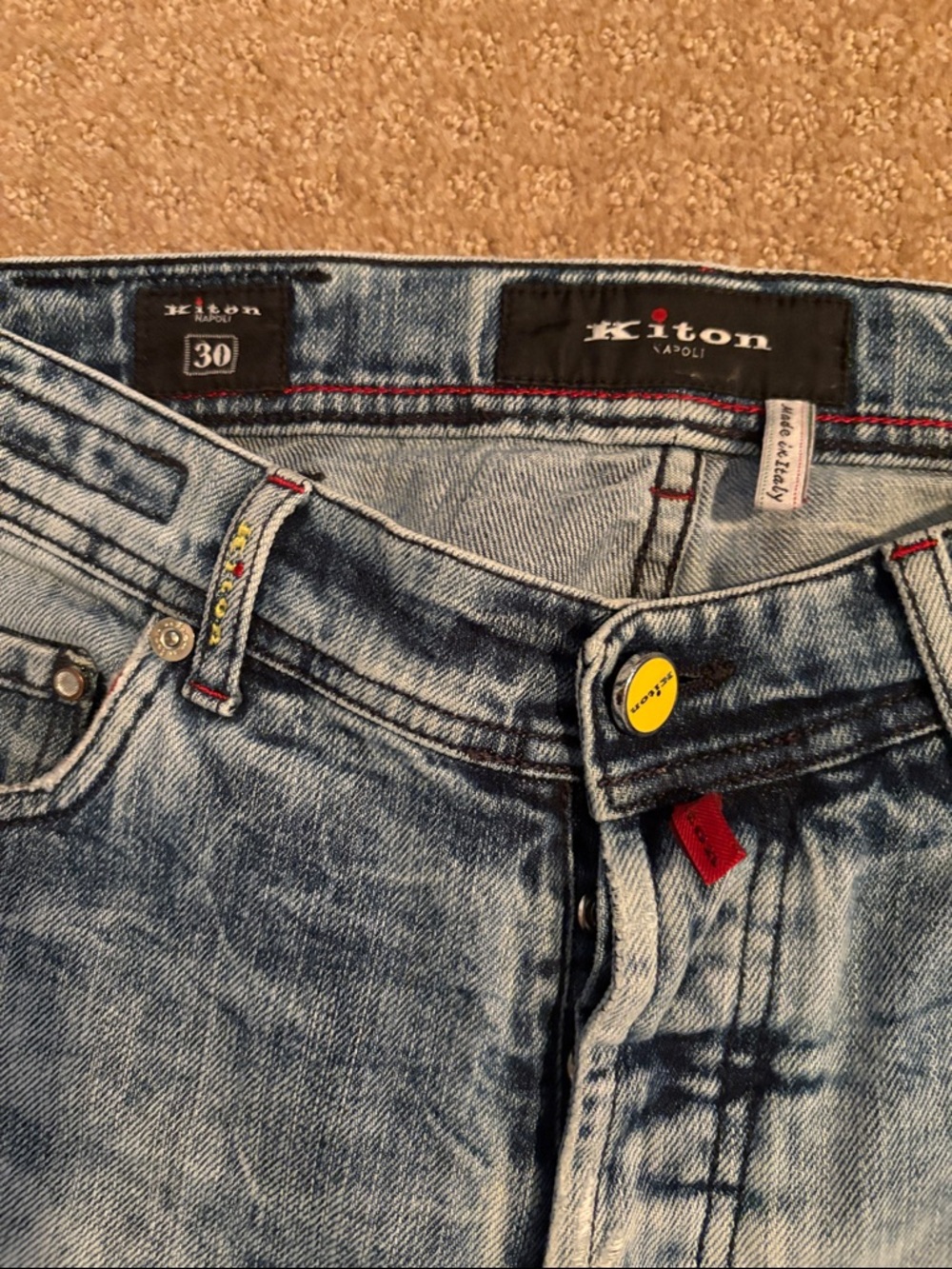 KITON Men’s 5-Pocket Acid Washed Soft Jeans, sz. 30 - Picture 4 of 5